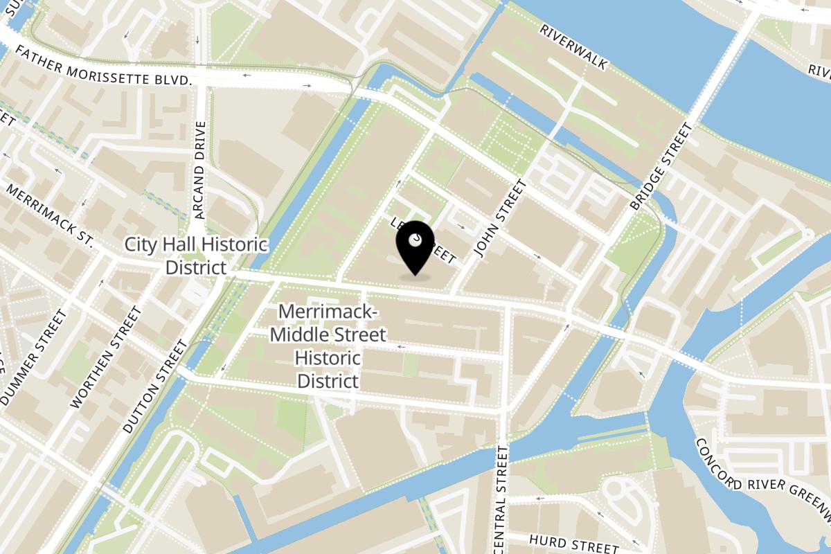 Map showing the location of 1981 Ramen Bar on 129 Merrimack St in Lowell
